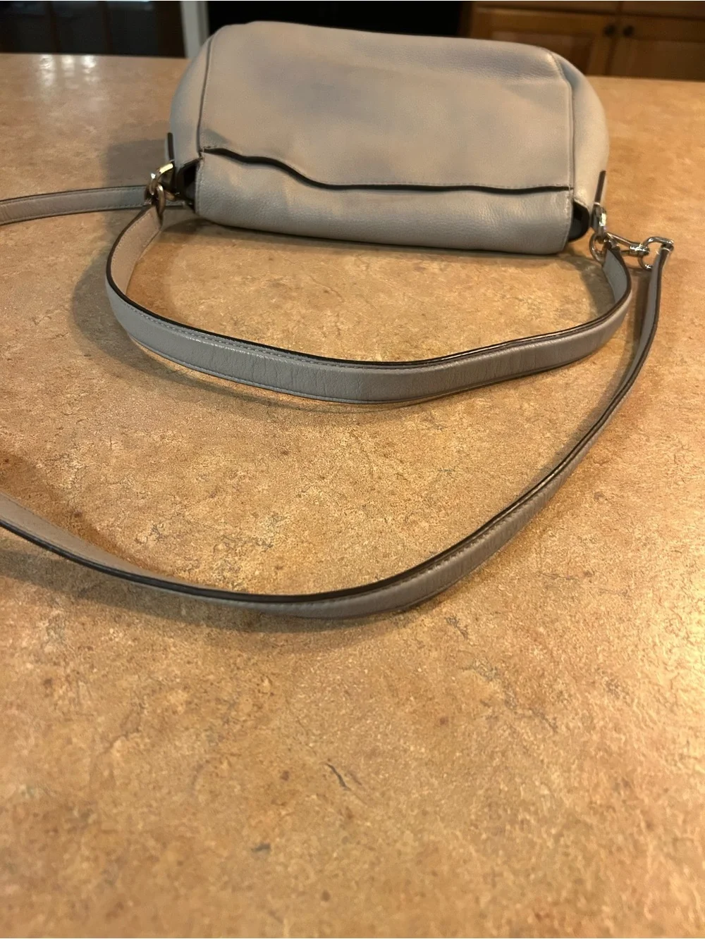 kate spade Light Gray Pebbled Leather Crossbody Flap Bag